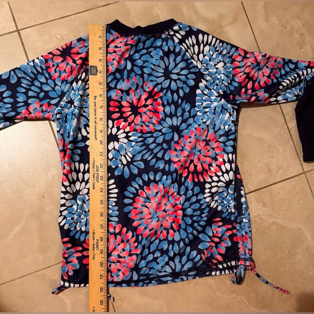 Grace Karin Youth Girls Blue /Pink/White Rash Guard Top Long Sleeve Size 14Y